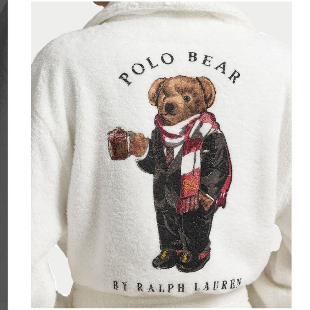 NWT Ralph Lauren Polo Cocoa Bear Woven Shawl Cotton Robe S/M SOLD OUT!